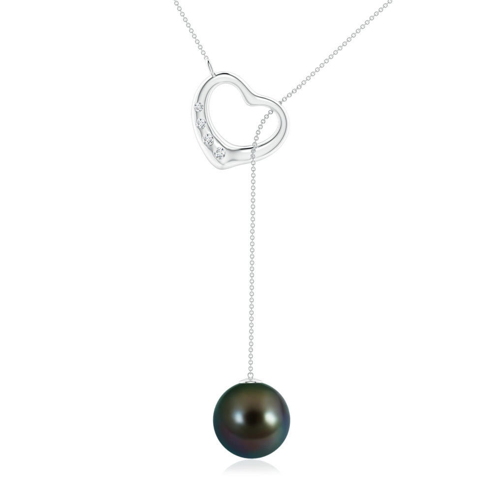 10mm AAAA Tahitian Pearl Lariat-Style Heart Necklace in P950 Platinum