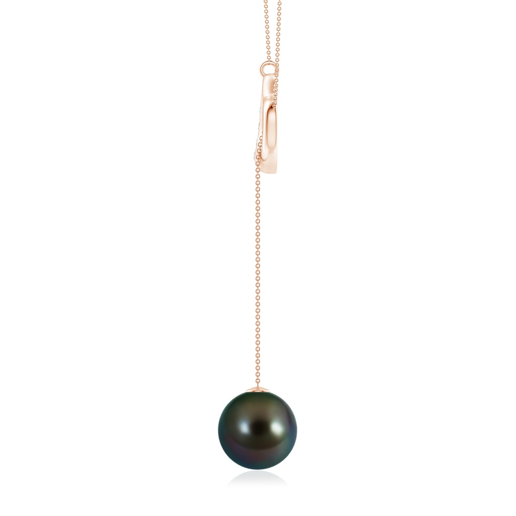 10mm AAAA Tahitian Pearl Lariat-Style Heart Necklace in Rose Gold - side 199