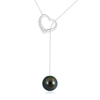 10mm AAAA Tahitian Pearl Lariat-Style Heart Necklace in White Gold