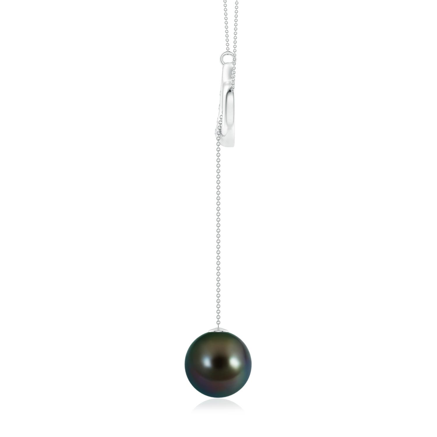 10mm AAAA Tahitian Pearl Lariat-Style Heart Necklace in White Gold