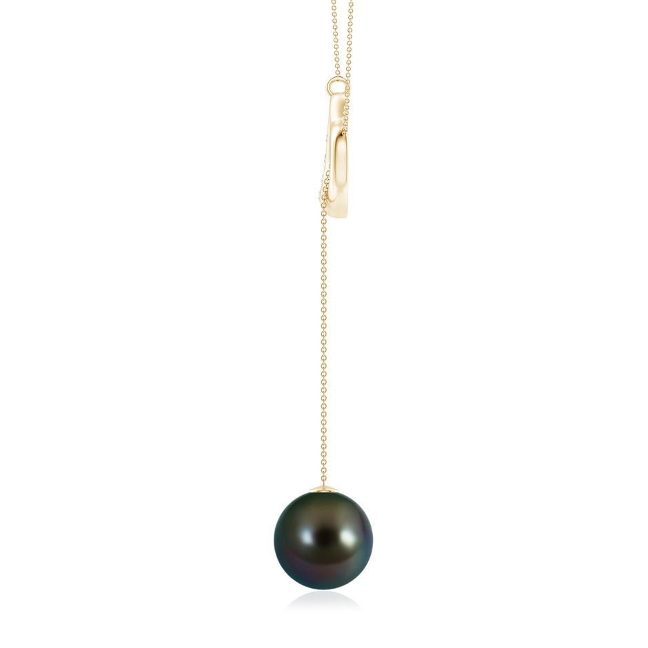 10mm AAAA Tahitian Pearl Lariat-Style Heart Necklace in Yellow Gold side 1