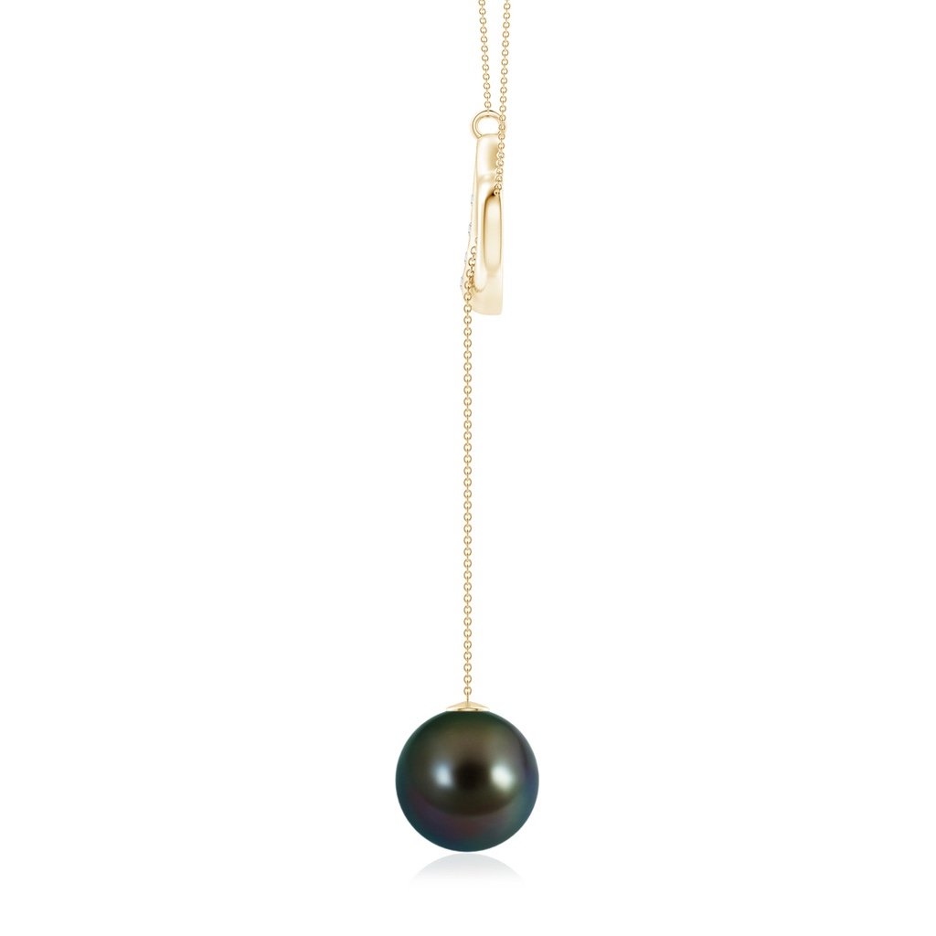 10mm AAAA Tahitian Pearl Lariat-Style Heart Necklace in Yellow Gold - side 199