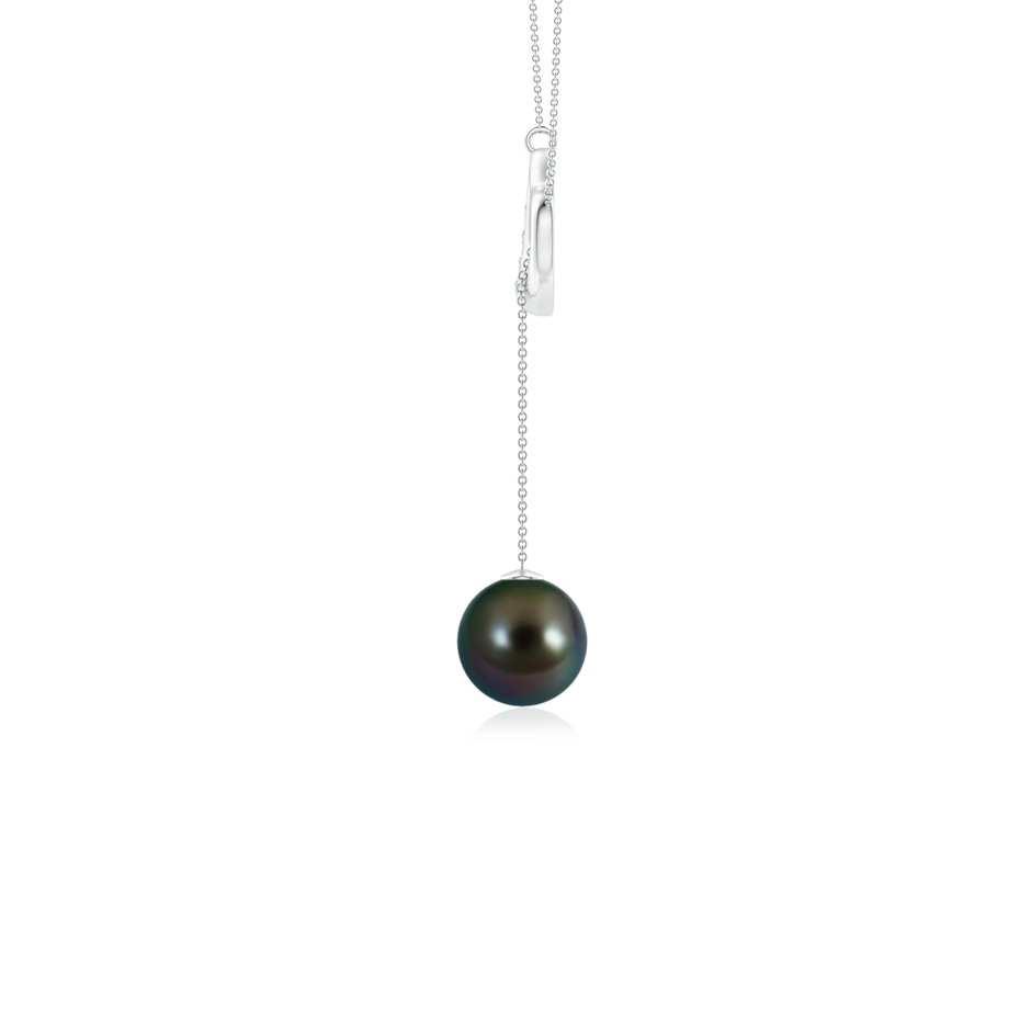 8mm AAAA Tahitian Pearl Lariat-Style Heart Necklace in White Gold side 1