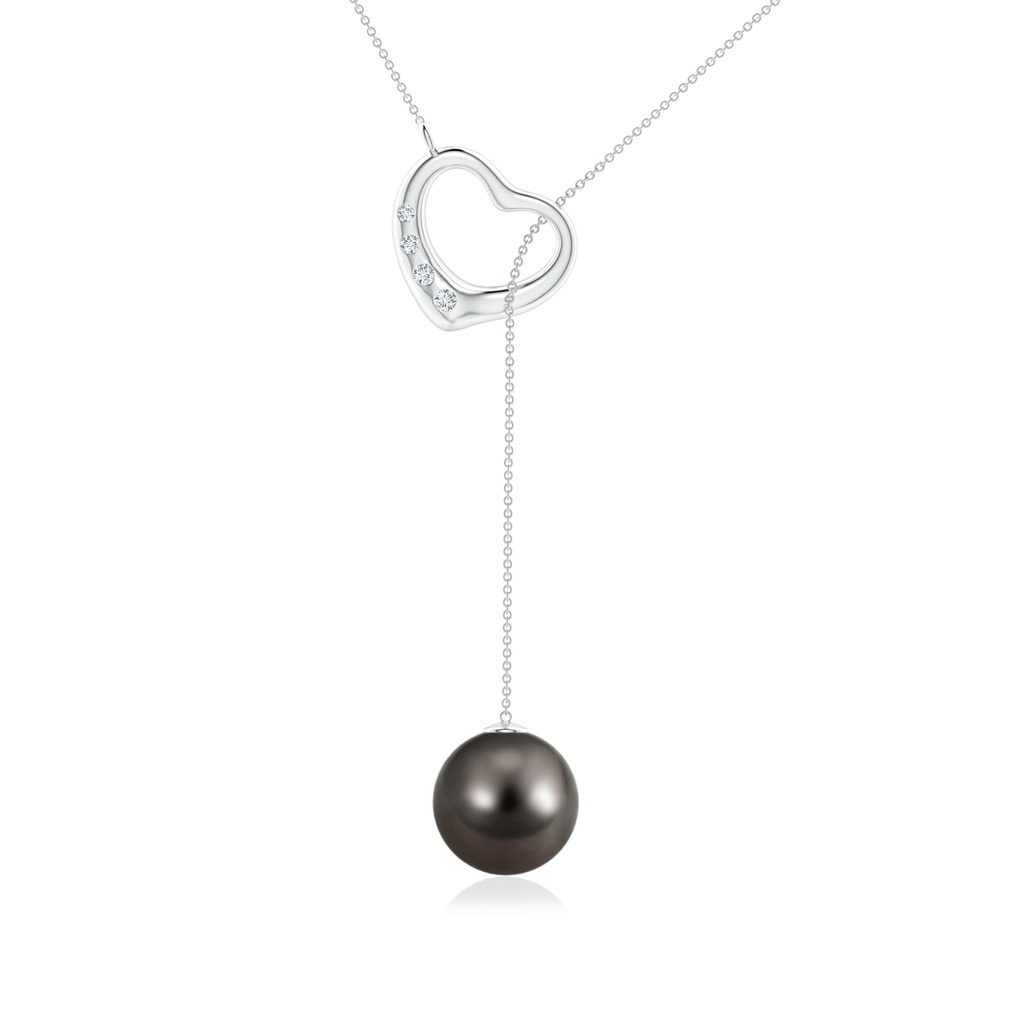 9mm AAA Tahitian Pearl Lariat-Style Heart Necklace in White Gold
