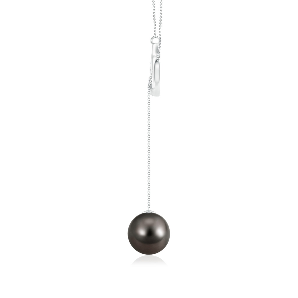 9mm AAA Tahitian Pearl Lariat-Style Heart Necklace in White Gold Side 1