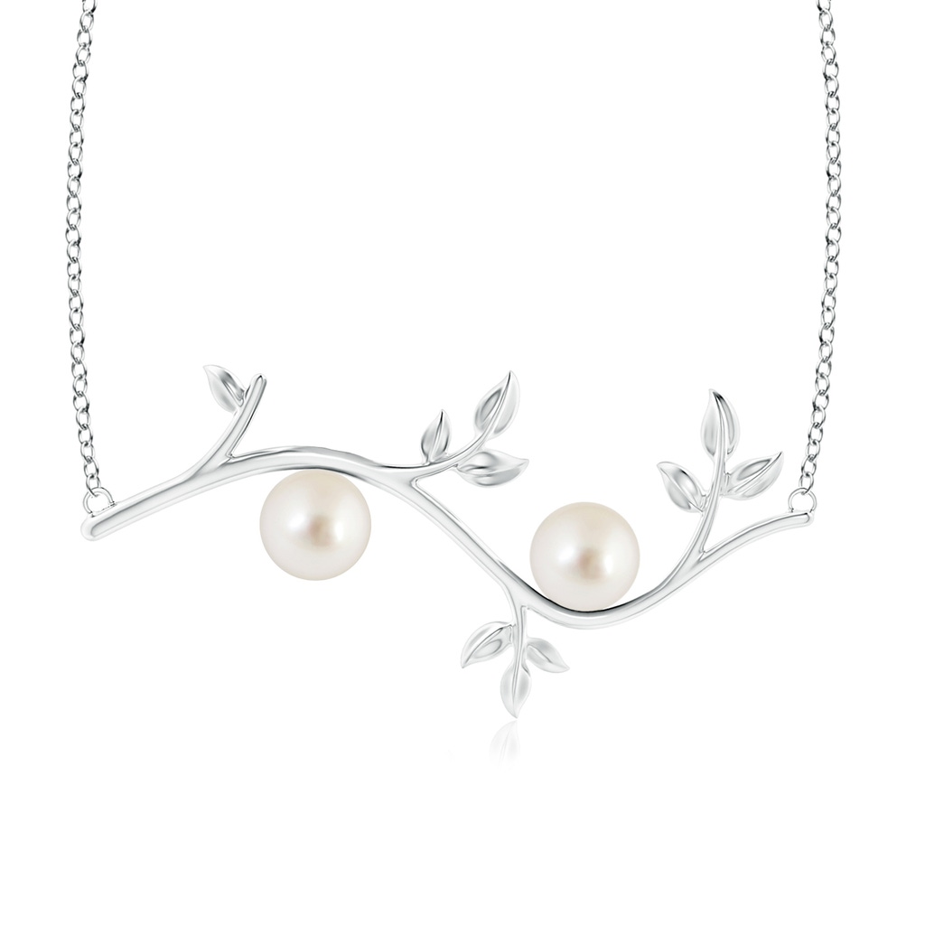 8mm AAAA South Sea Pearl Olive Branch Pendant in P950 Platinum