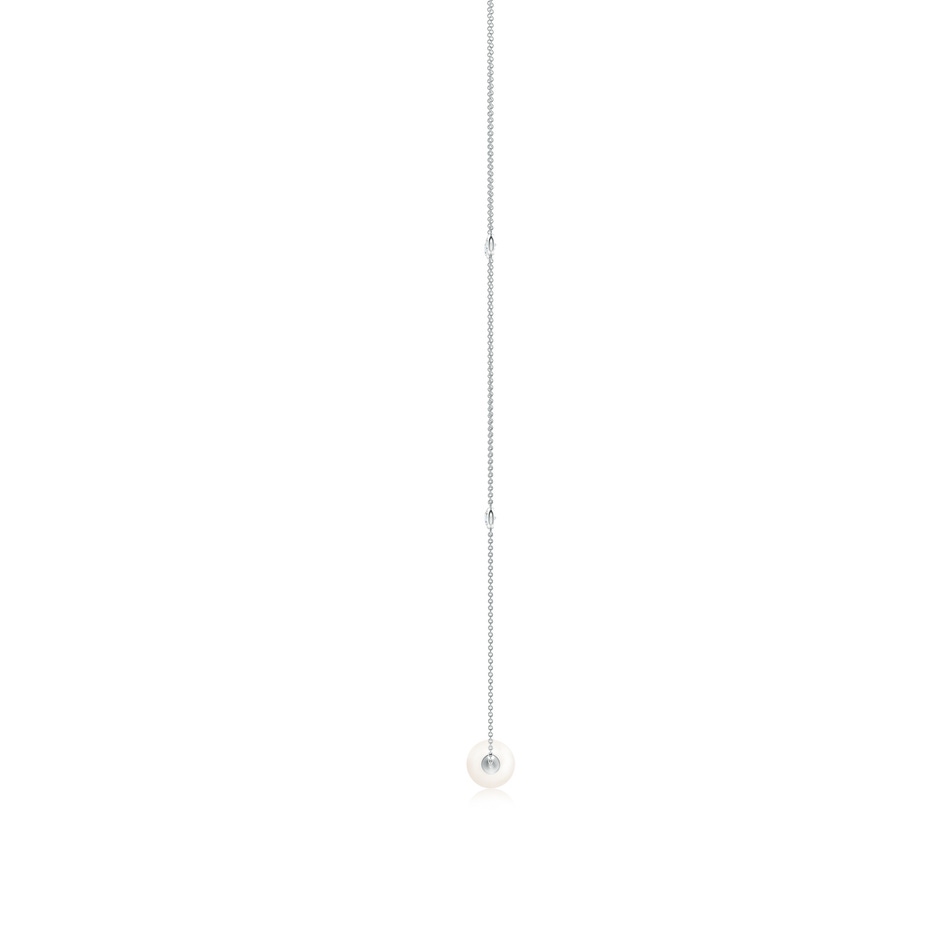 10mm AA Freshwater Pearl and Diamond Station Necklace in White Gold side 1