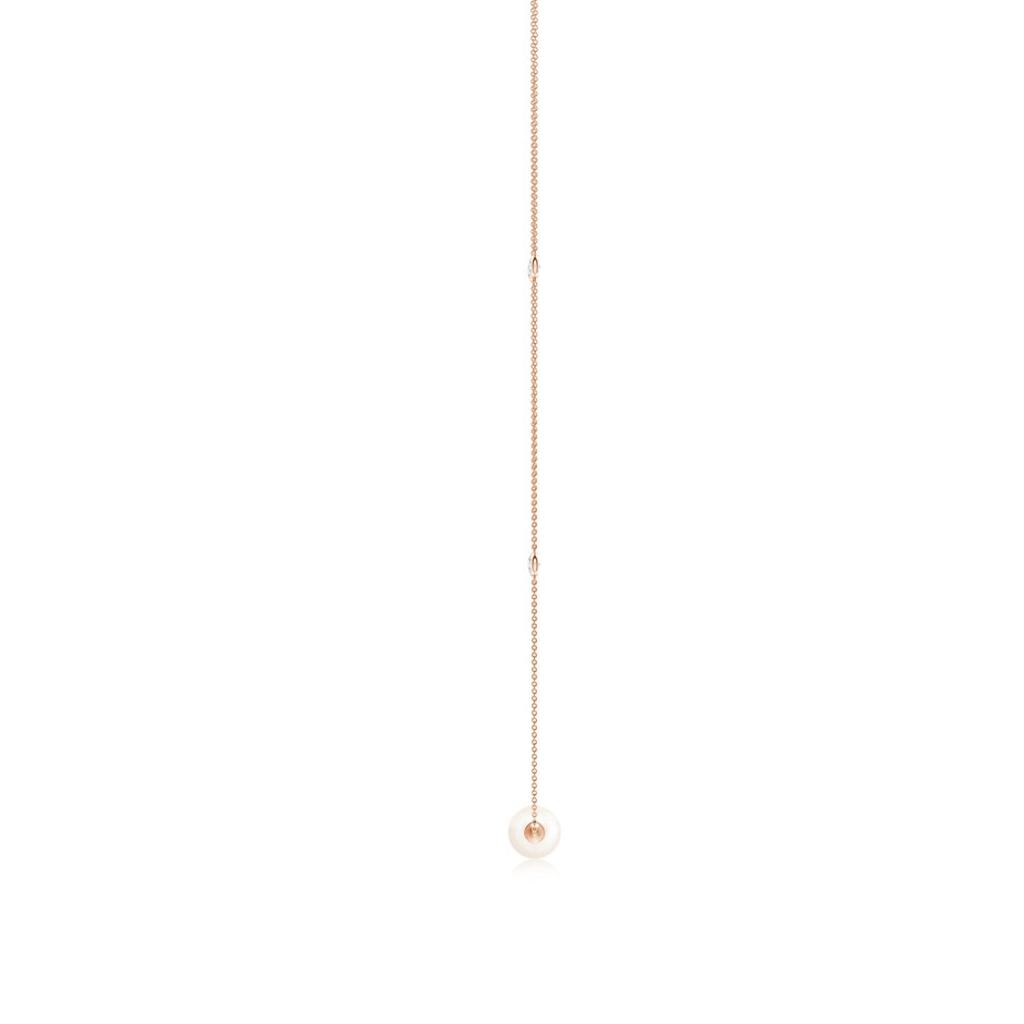 10mm AAA Freshwater Pearl and Diamond Station Necklace in Rose Gold side 1