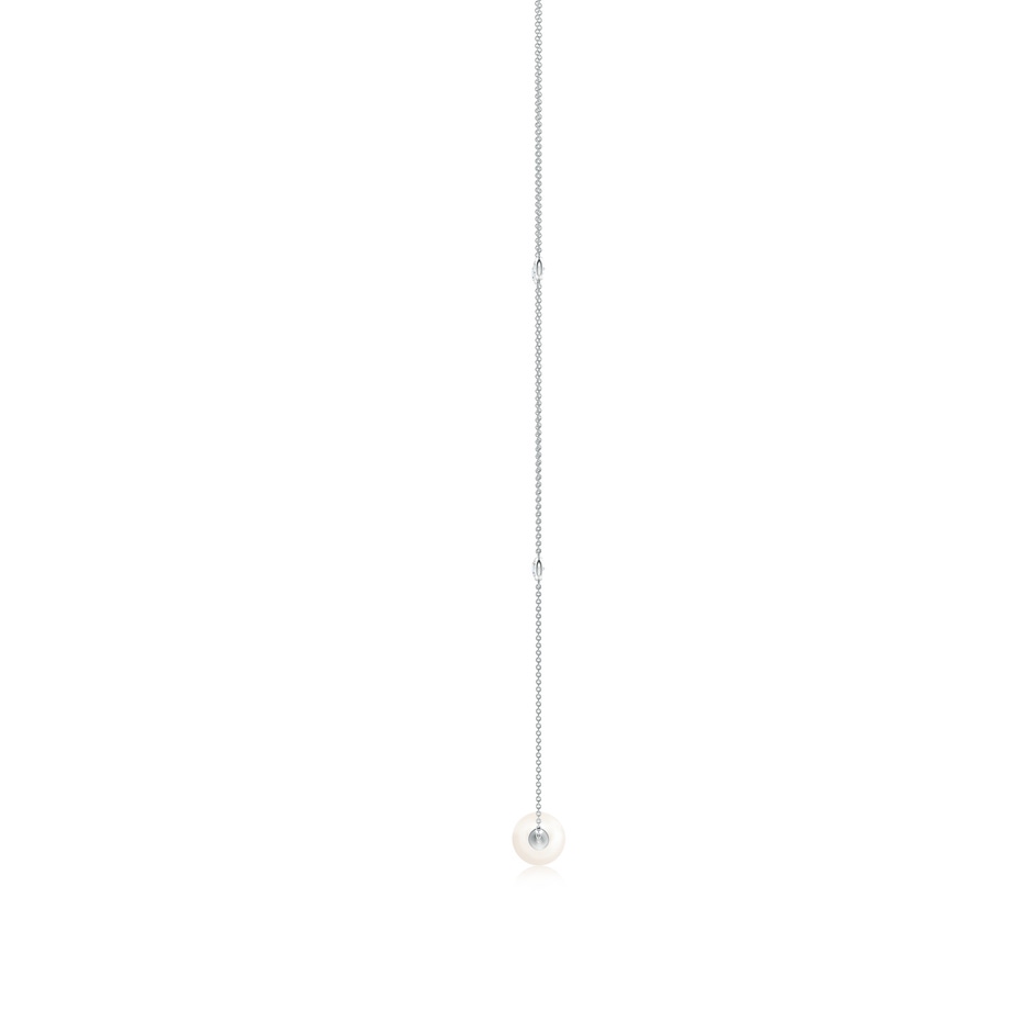 10mm AAA Freshwater Pearl and Diamond Station Necklace in White Gold side 1
