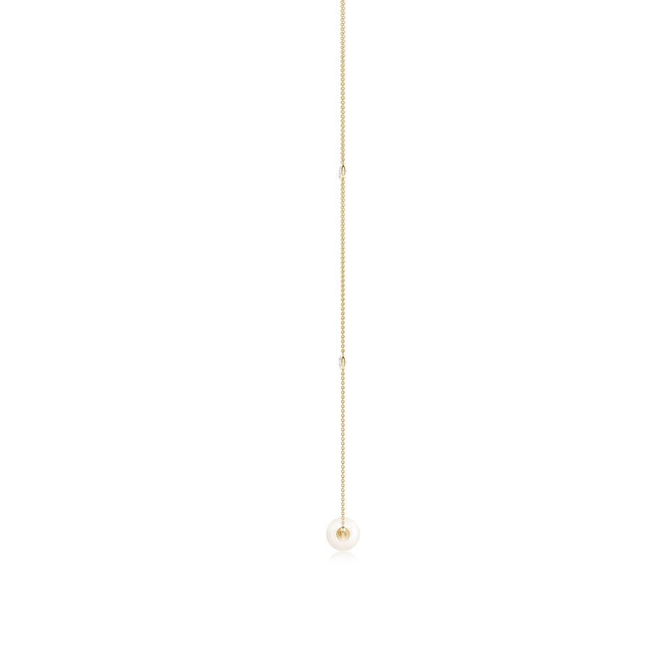 10mm AAA Freshwater Pearl and Diamond Station Necklace in Yellow Gold side 1