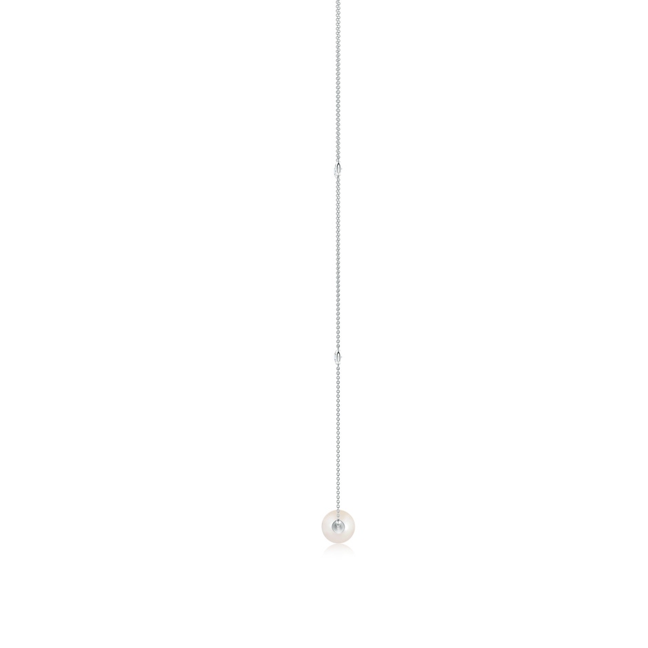 10mm AAAA Freshwater Pearl and Diamond Station Necklace in P950 Platinum side 1