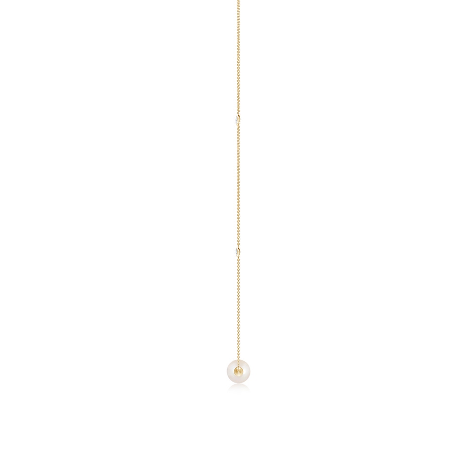 10mm AAAA Freshwater Pearl and Diamond Station Necklace in Yellow Gold side 1