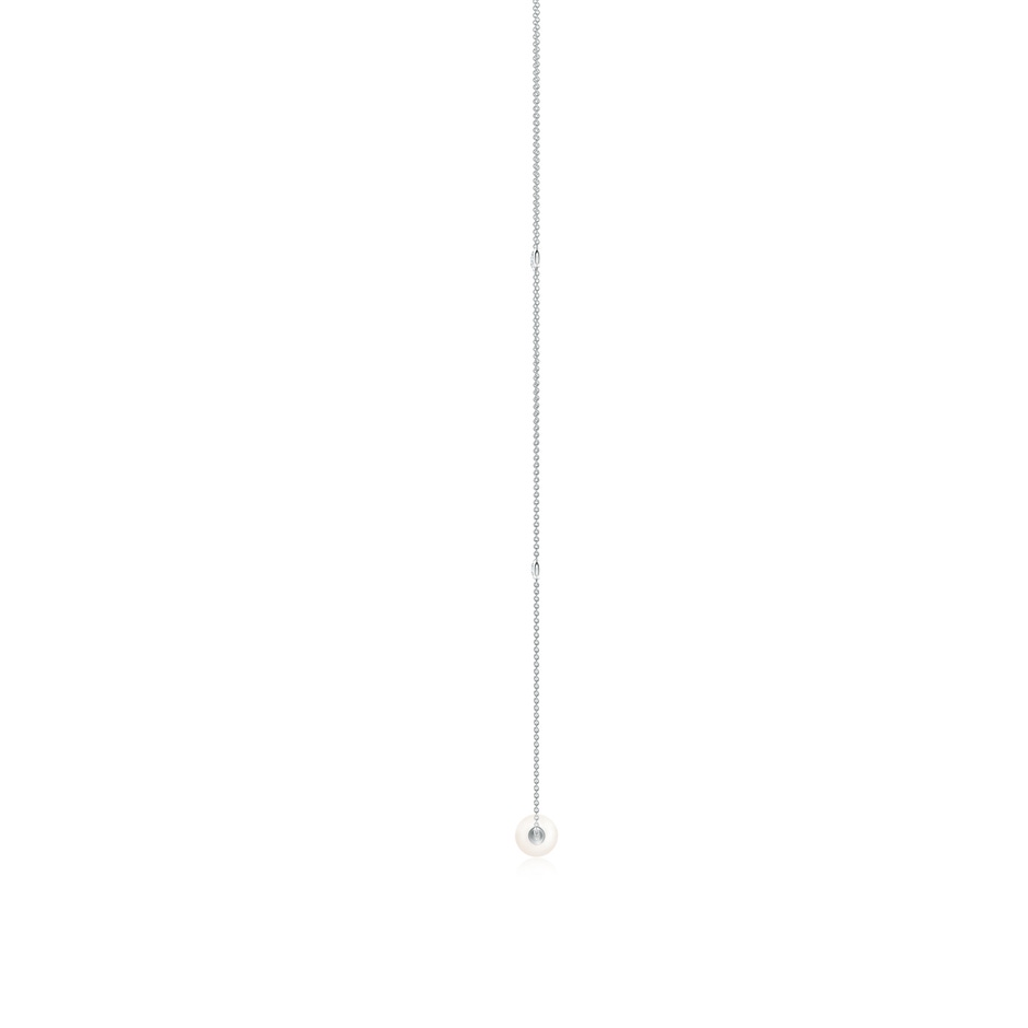 8mm AA Freshwater Pearl and Diamond Station Necklace in P950 Platinum side 1