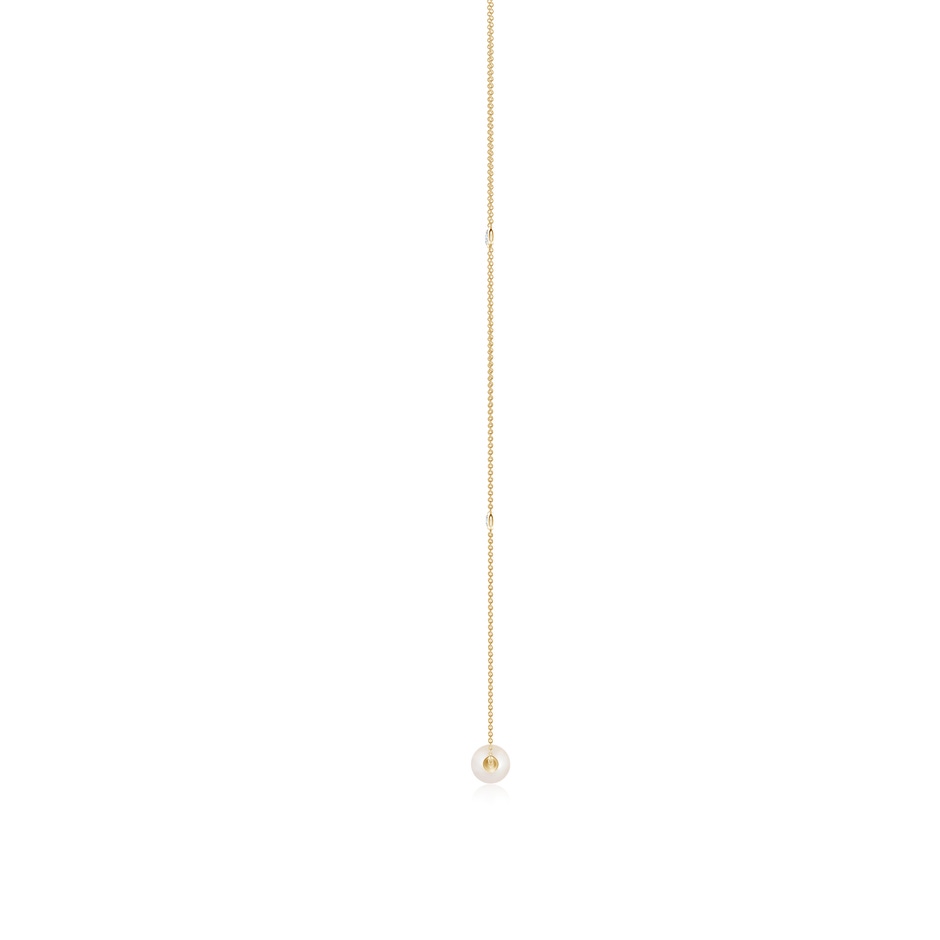 8mm AAAA Freshwater Pearl and Diamond Station Necklace in Yellow Gold side 1