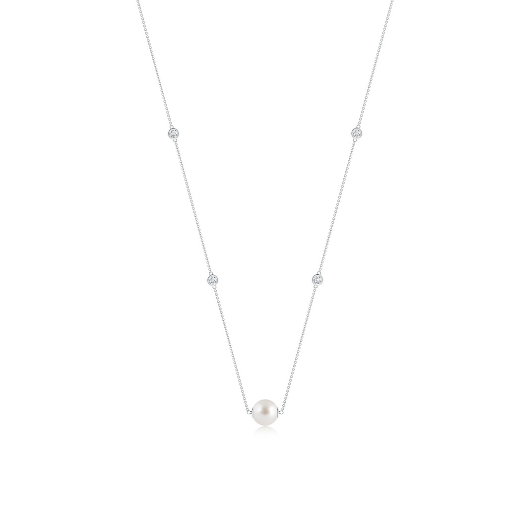 10mm AAA South Sea Pearl and Diamond Station Necklace in White Gold