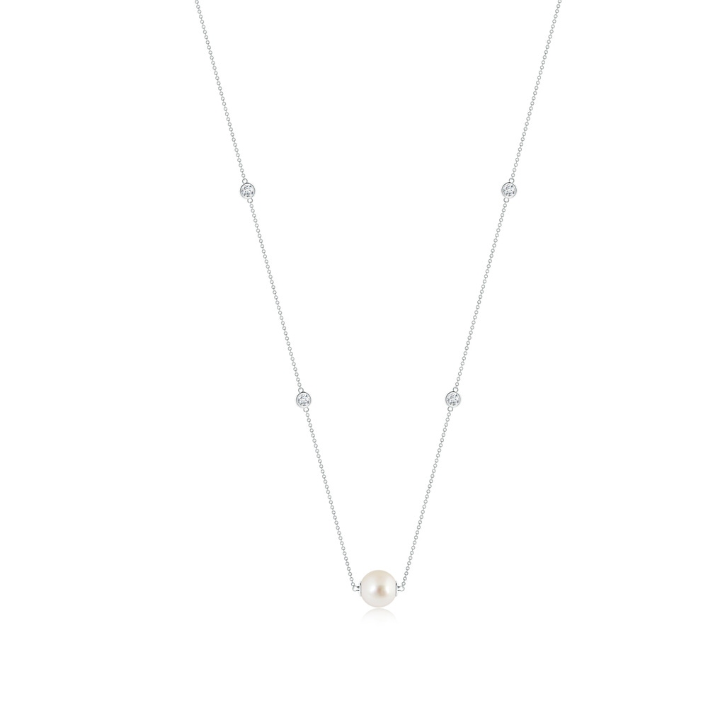 10mm AAAA South Sea Pearl and Diamond Station Necklace in P950 Platinum