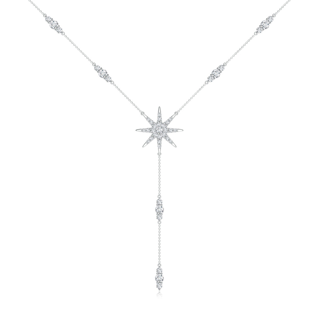 2.2mm GVS2 Diamond Starburst Lariat Style Necklace in White Gold