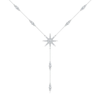 2.2mm GVS2 Diamond Starburst Lariat Style Necklace in White Gold