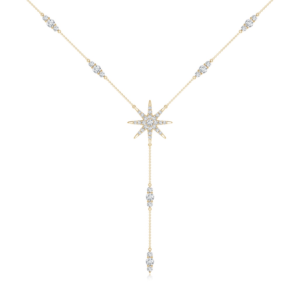 2.2mm GVS2 Diamond Starburst Lariat Style Necklace in Yellow Gold