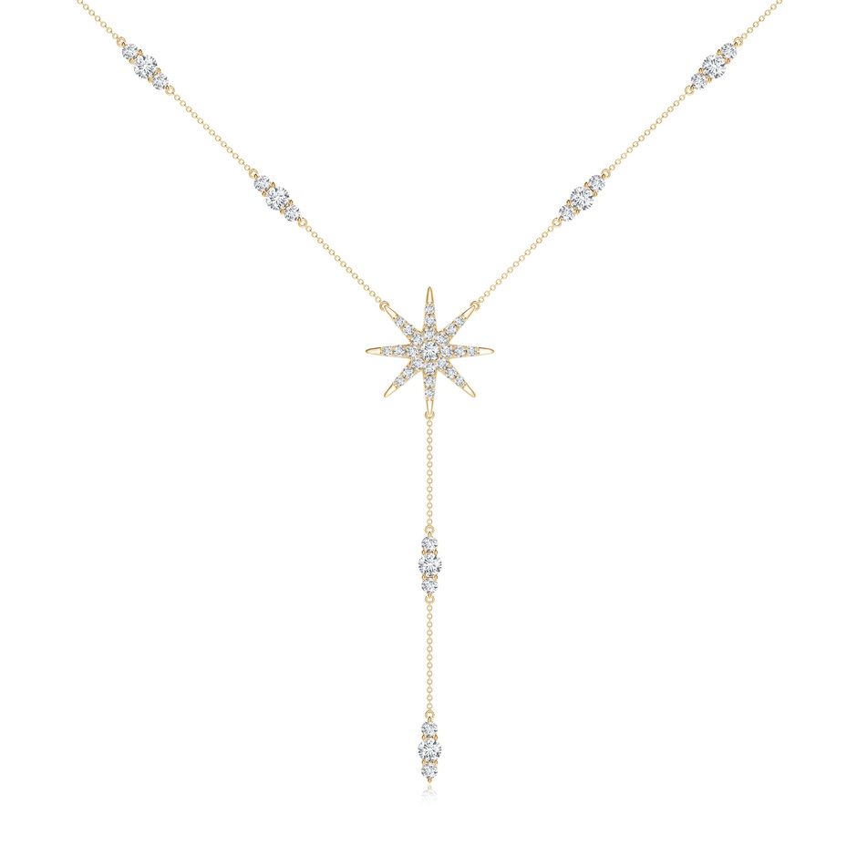 2.2mm GVS2 Diamond Starburst Lariat Style Necklace in Yellow Gold 