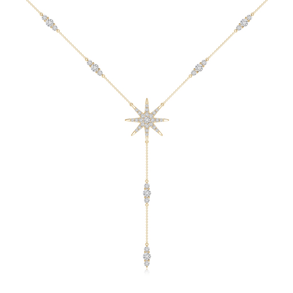 2.2mm HSI2 Diamond Starburst Lariat Style Necklace in Yellow Gold 