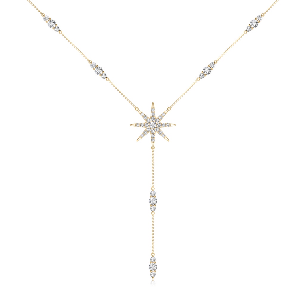 2.2mm HSI2 Diamond Starburst Lariat Style Necklace in Yellow Gold