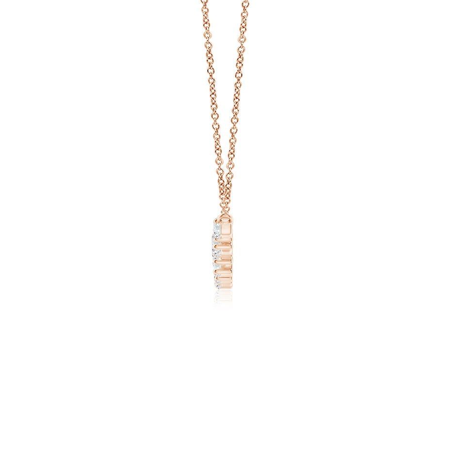 3mm GVS2 Stardust Diamond Cluster Bar Pendant Necklace in Rose Gold side 1