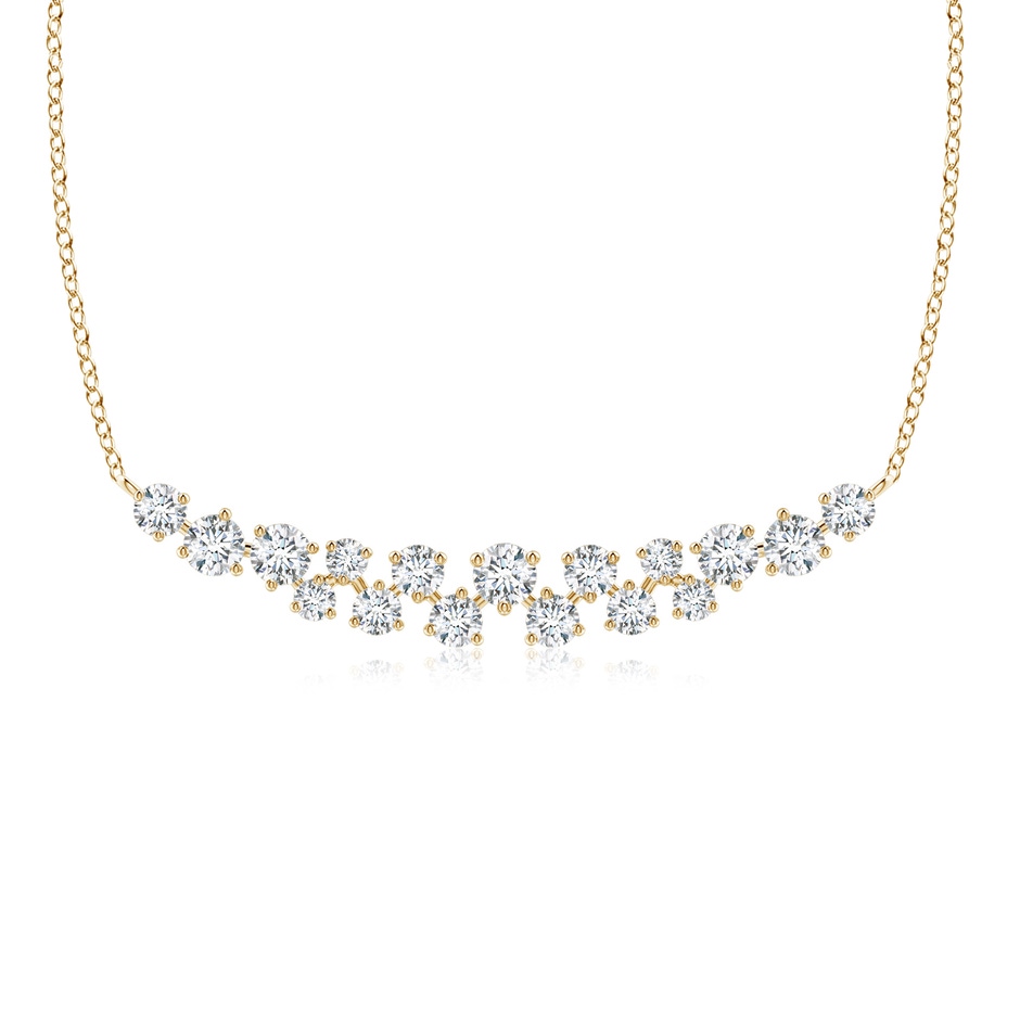 3mm GVS2 Stardust Diamond Cluster Bar Pendant Necklace in Yellow Gold 