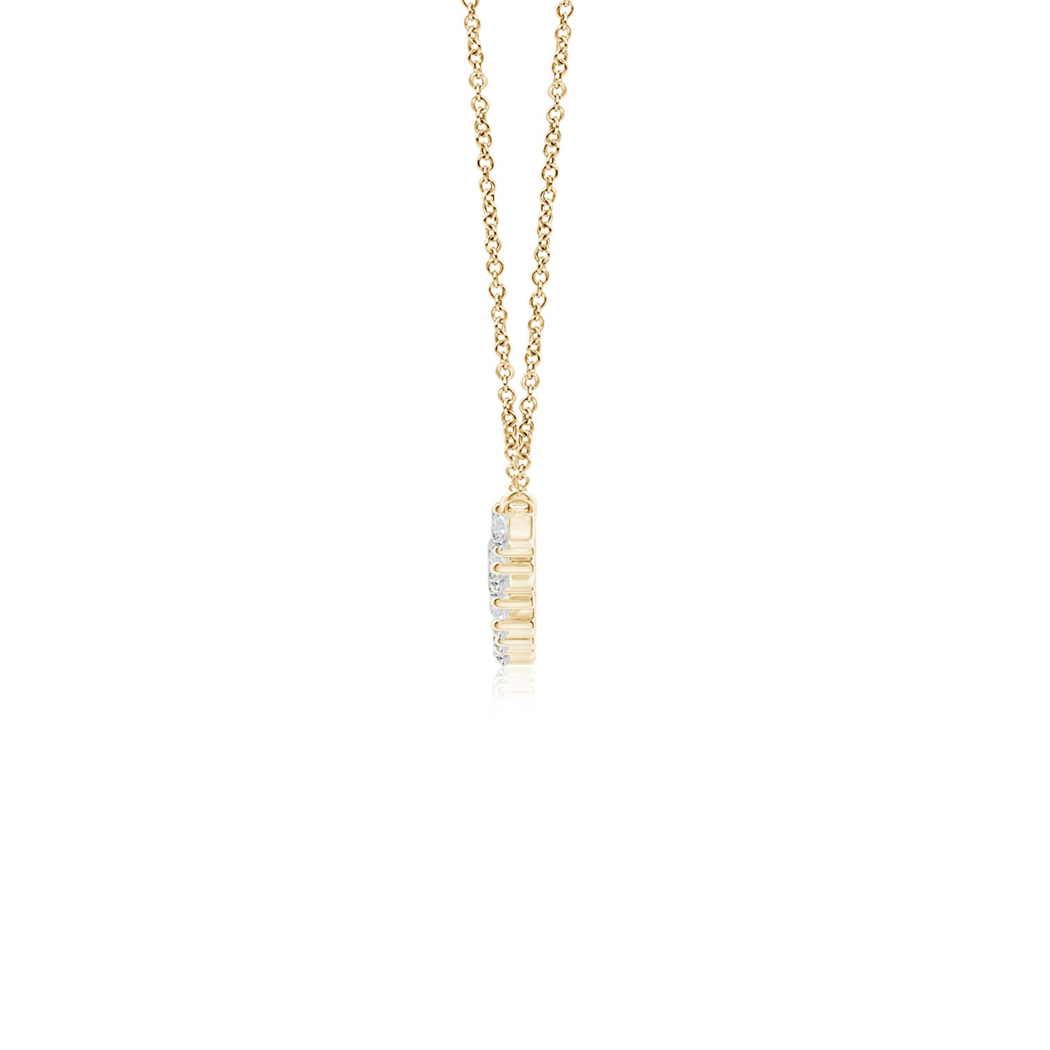 3mm HSI2 Stardust Diamond Cluster Bar Pendant Necklace in Yellow Gold