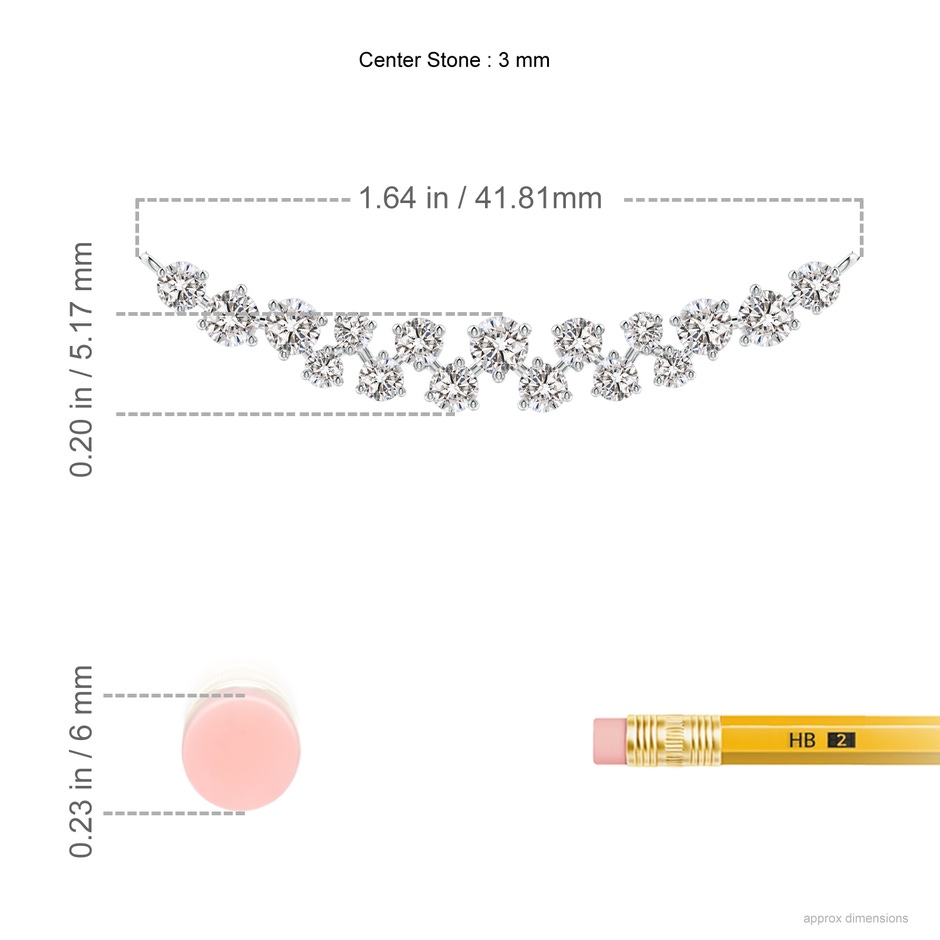 3mm IJI1I2 Stardust Diamond Cluster Bar Pendant Necklace in White Gold ruler