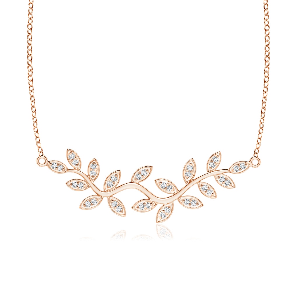 1.3mm GVS2 Nature Inspired Leaf and Vine Pave-Set Diamond Necklace in Rose Gold