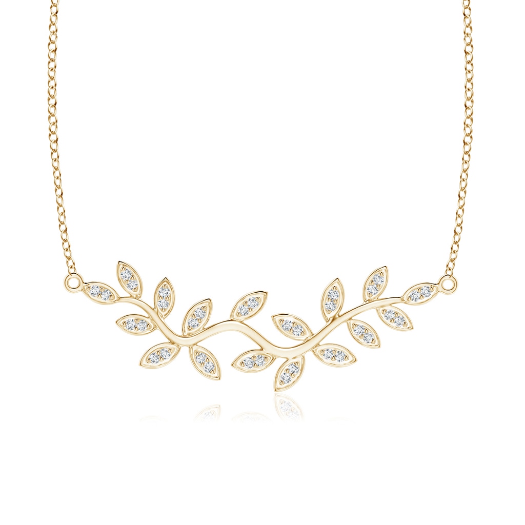 1.3mm GVS2 Nature Inspired Leaf and Vine Pave-Set Diamond Necklace in Yellow Gold