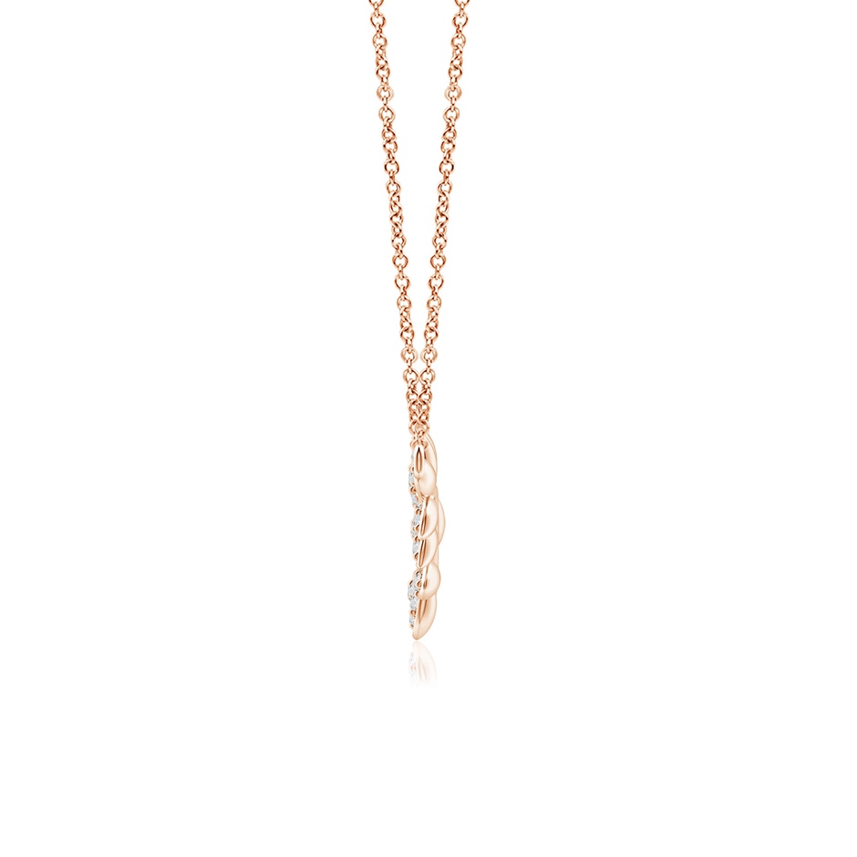 1.3mm HSI2 Nature Inspired Leaf and Vine Pave-Set Diamond Necklace in Rose Gold side 1
