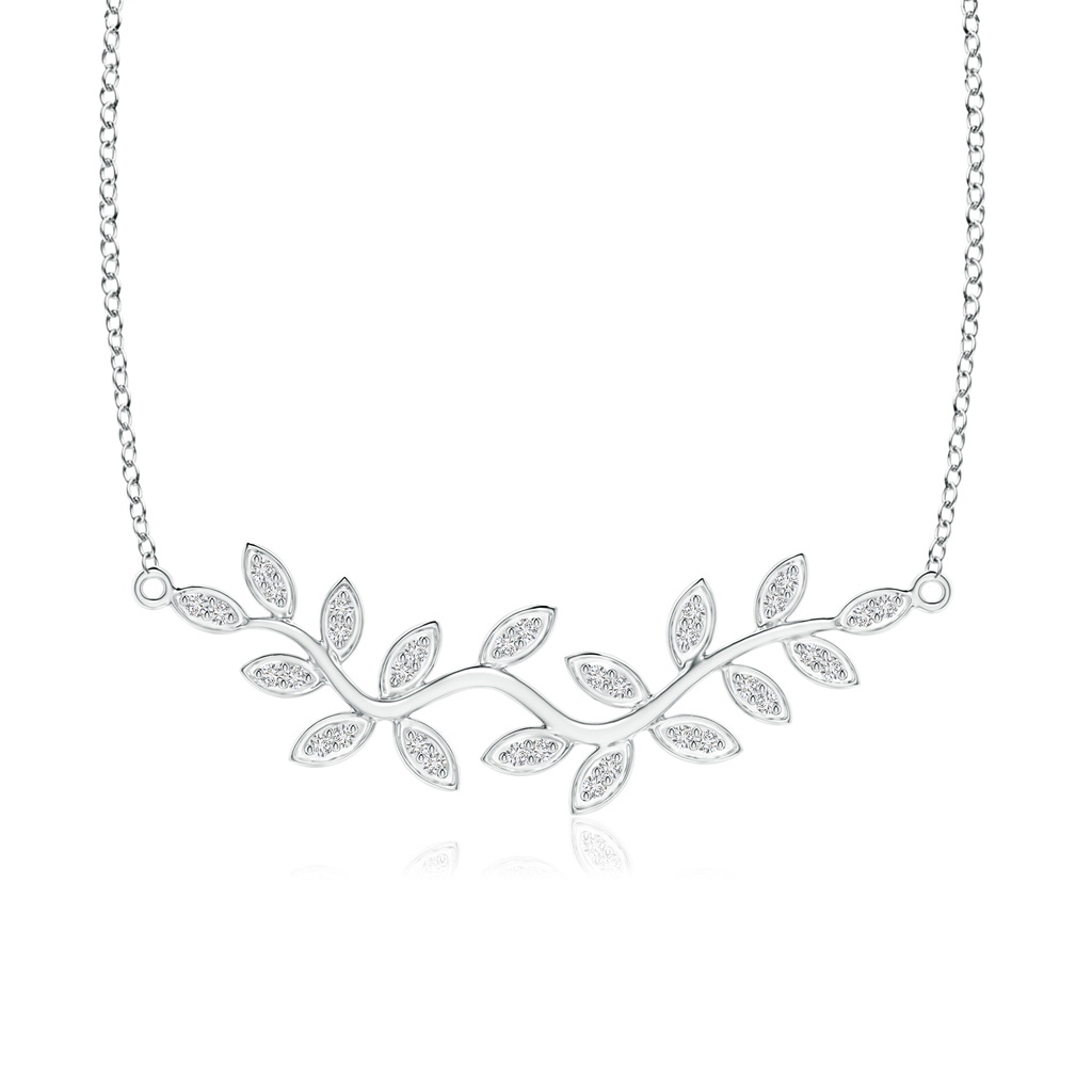 1.3mm HSI2 Nature Inspired Leaf and Vine Pave-Set Diamond Necklace in White Gold