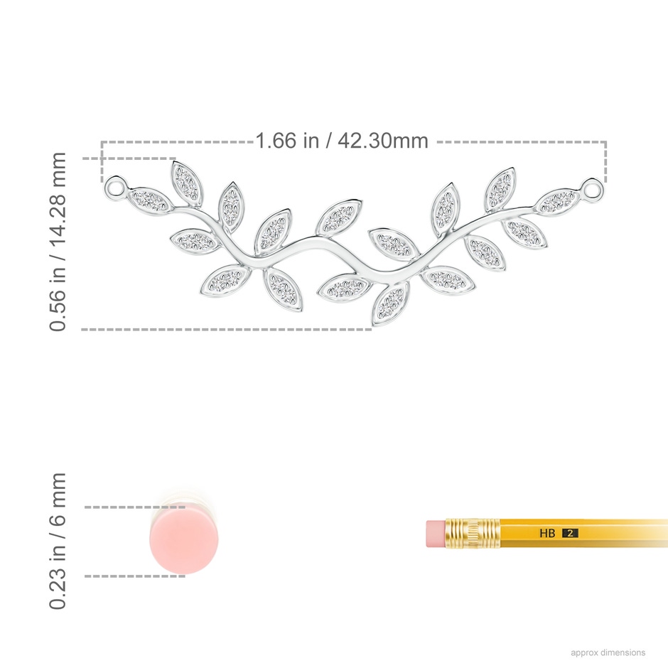 1.3mm HSI2 Nature Inspired Leaf and Vine Pave-Set Diamond Necklace in White Gold ruler