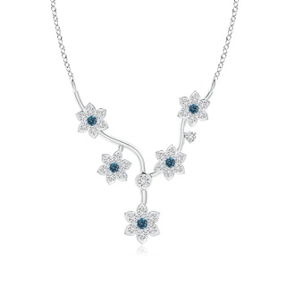 1.6mm AAA Blue Diamond Floral Fashion Necklace in P950 Platinum