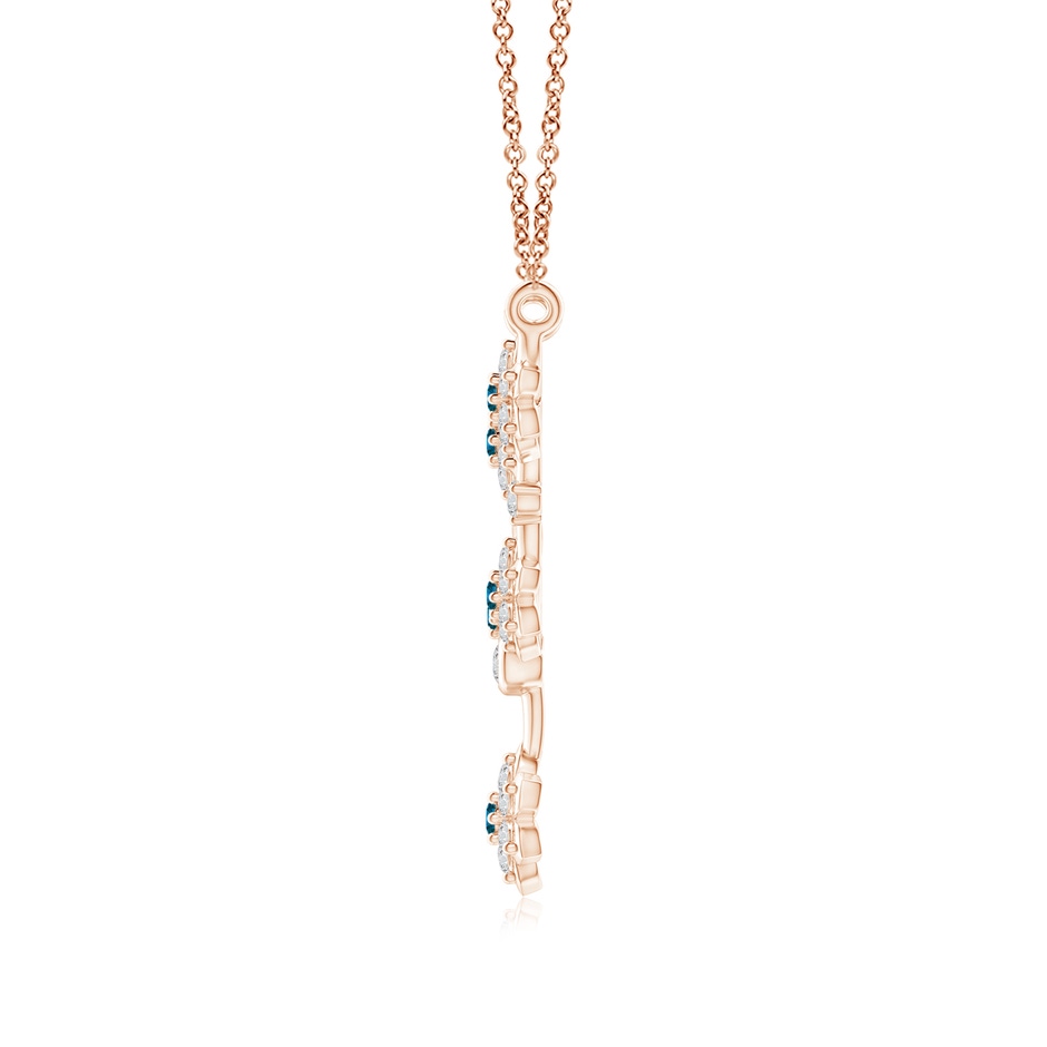 1.6mm AAA Blue Diamond Floral Fashion Necklace in Rose Gold side 1