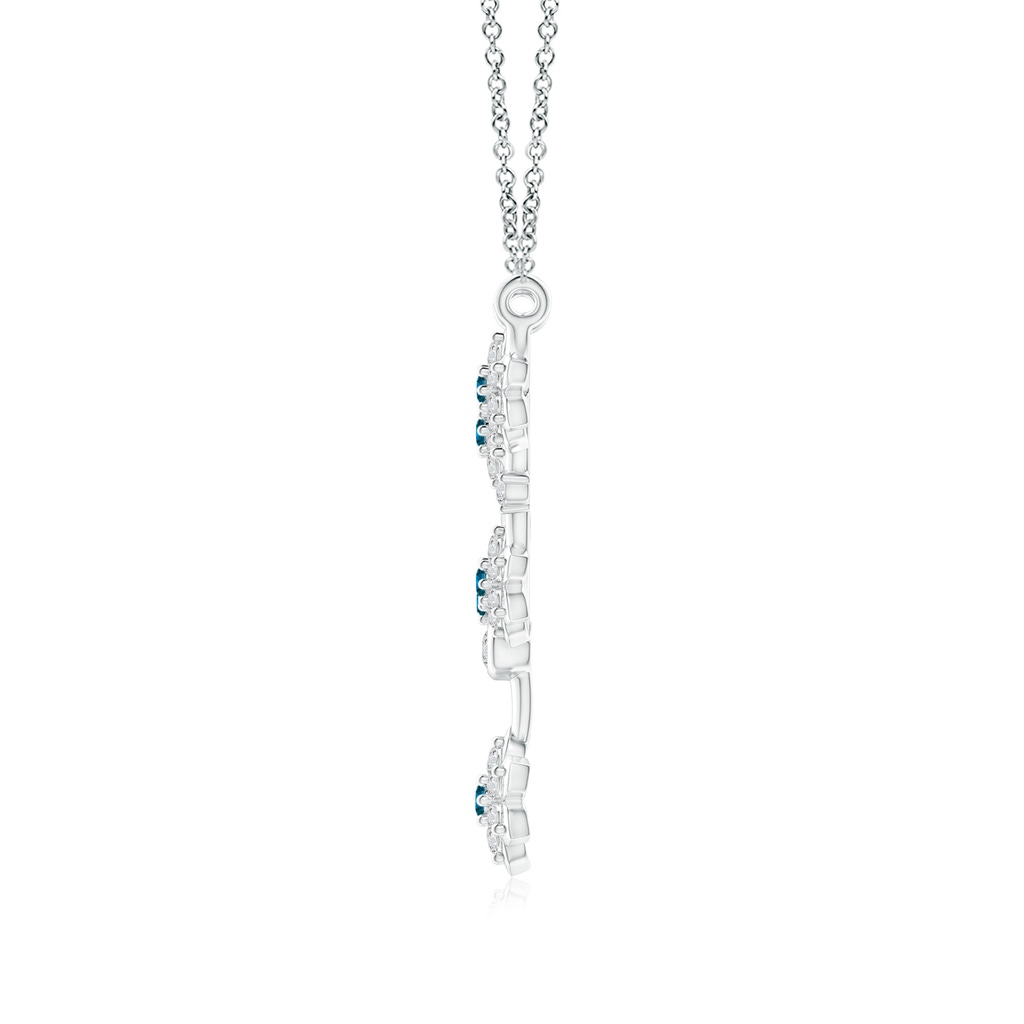 1.6mm AAA Blue Diamond Floral Fashion Necklace in White Gold Side 1