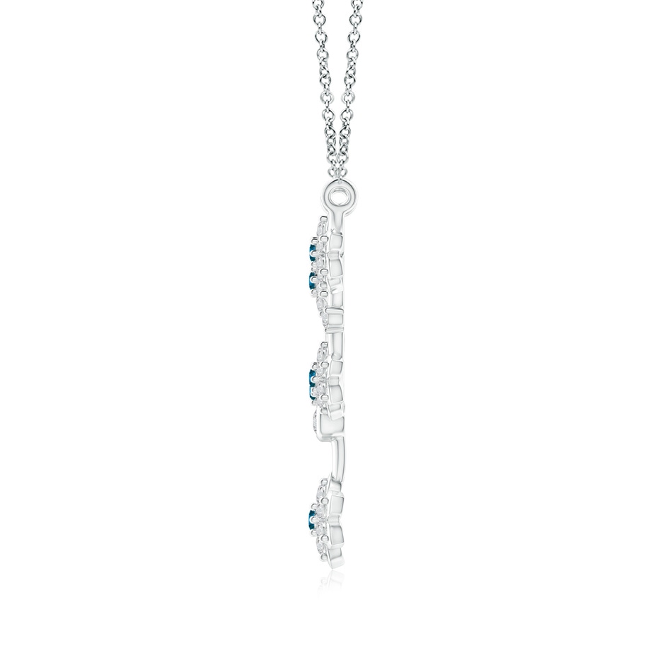 1.6mm AAA Blue Diamond Floral Fashion Necklace in White Gold side 1