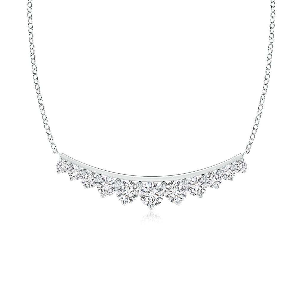 3.8mm HSI2 Classic Graduating Round Diamond Curved Necklace in White Gold