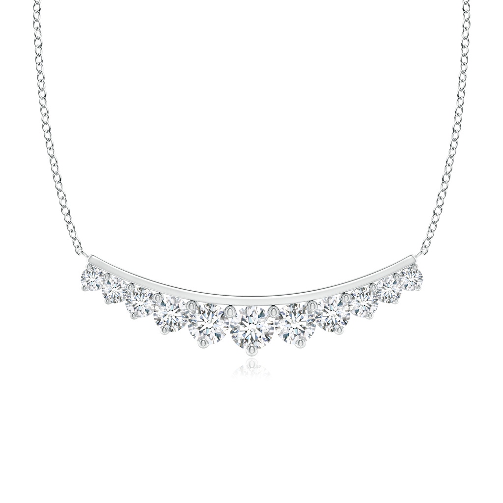 4.1mm GVS2 Classic Graduating Round Diamond Curved Necklace in White Gold