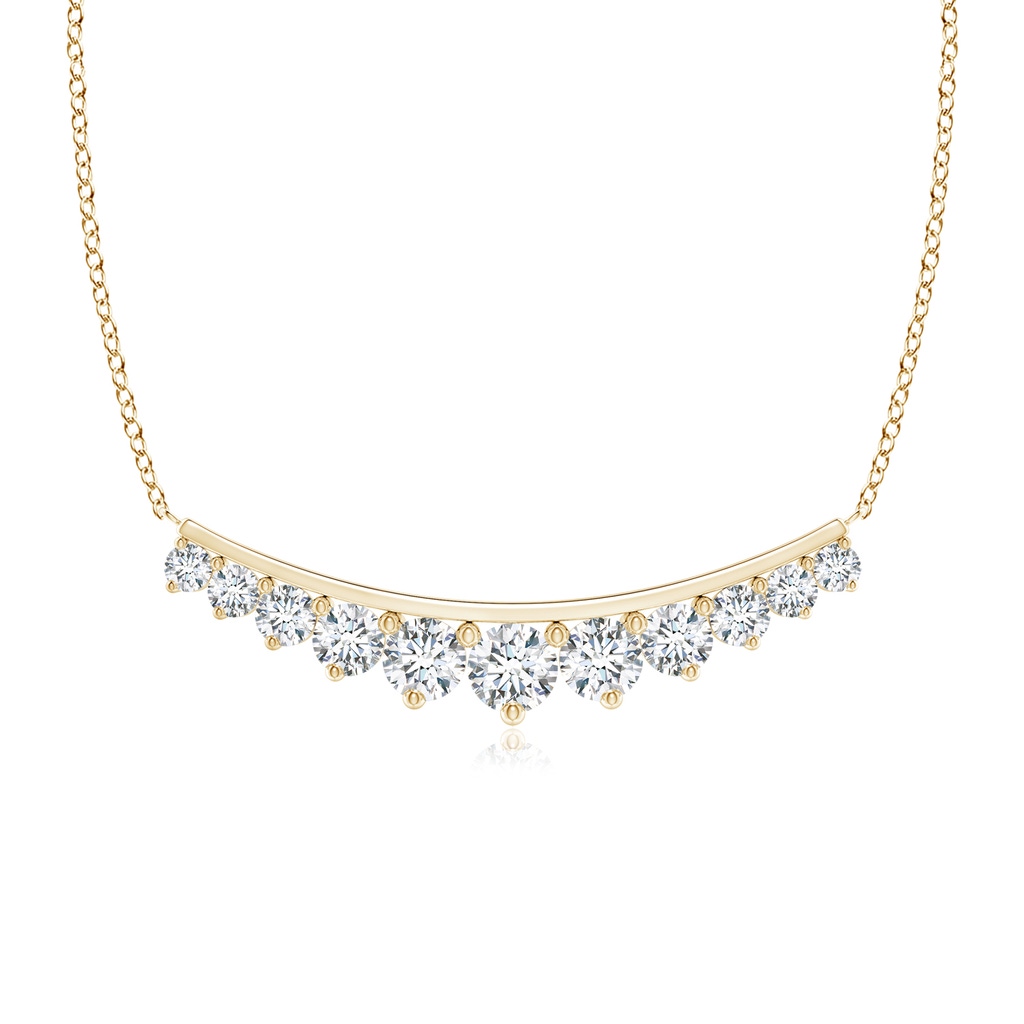 4.1mm GVS2 Classic Graduating Round Diamond Curved Necklace in Yellow Gold