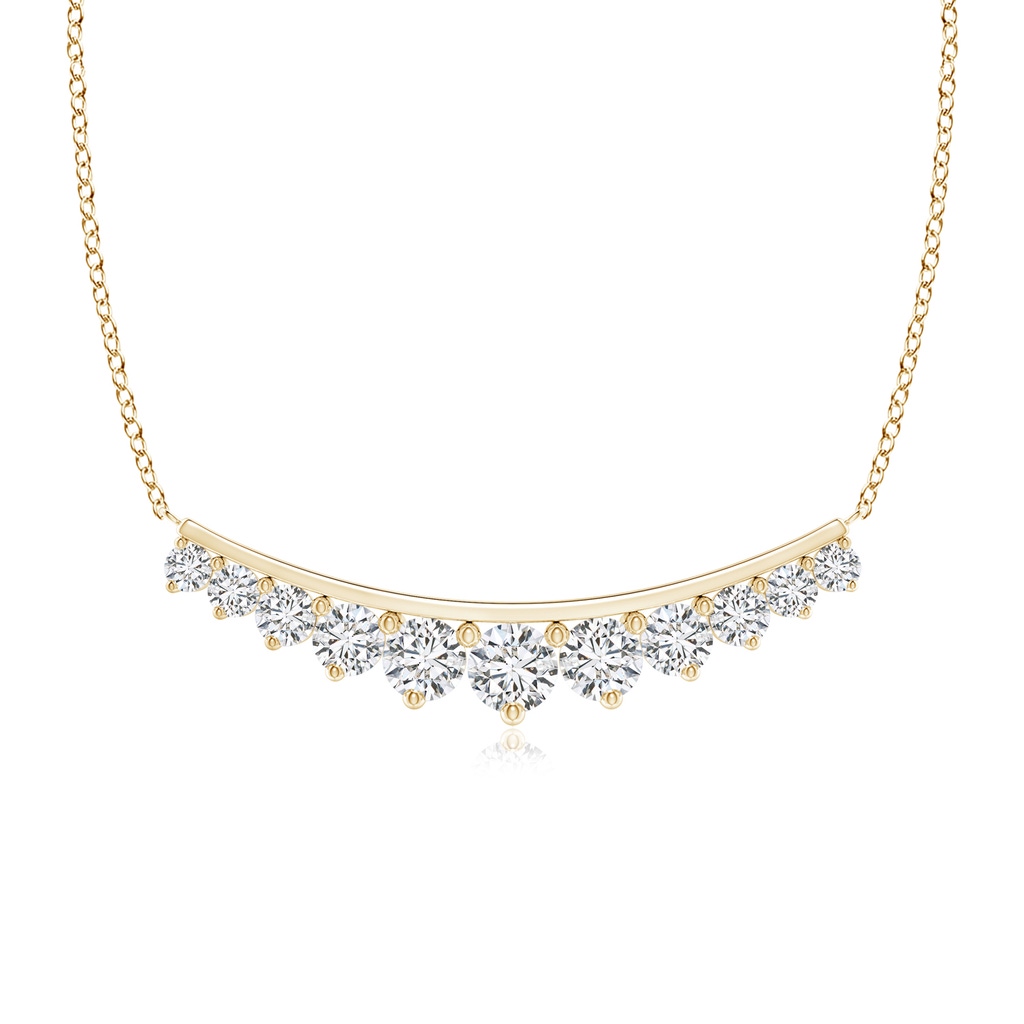 4.1mm HSI2 Classic Graduating Round Diamond Curved Necklace in Yellow Gold