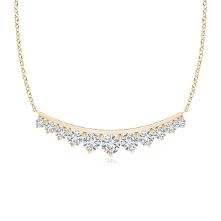 4.1mm HSI2 Classic Graduating Round Diamond Curved Necklace in Yellow Gold