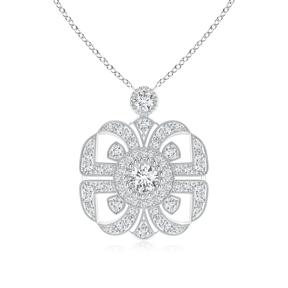 3.8mm GVS2 Art Deco Inspired Diamond Fashion Pendant with Milgrain in White Gold 