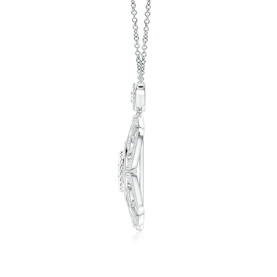 3.8mm GVS2 Art Deco Inspired Diamond Fashion Pendant with Milgrain in White Gold side-1