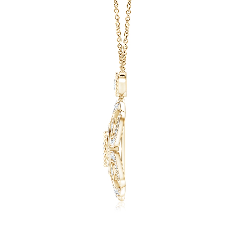 3.8mm GVS2 Art Deco Inspired Diamond Fashion Pendant with Milgrain in Yellow Gold side-1