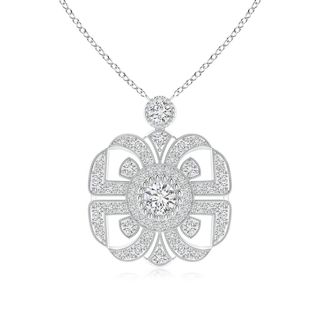 3.8mm HSI2 Art Deco Inspired Diamond Fashion Pendant with Milgrain in White Gold