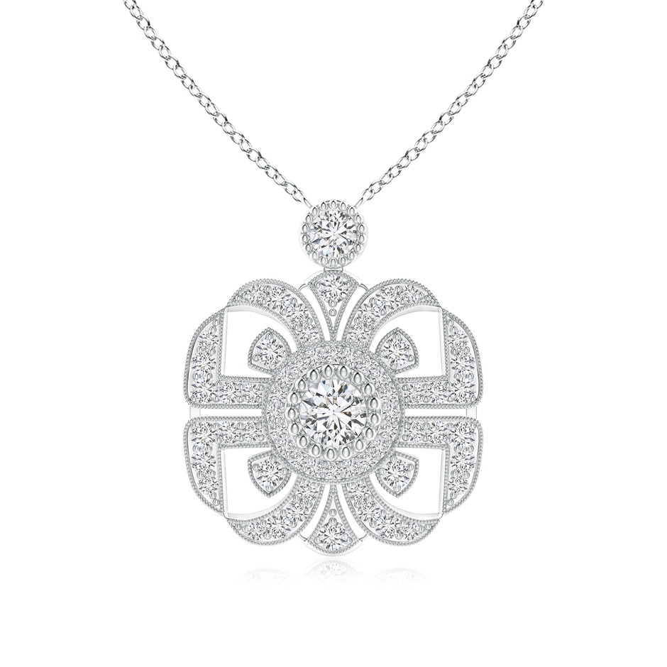 3.8mm HSI2 Art Deco Inspired Diamond Fashion Pendant with Milgrain in White Gold 