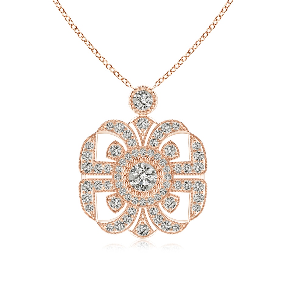 3.8mm KI3 Art Deco Inspired Diamond Fashion Pendant with Milgrain in Rose Gold 